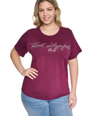 Plus Size Sparkle KLP Logo Short-Sleeve Cotton-Blend T-Shirt