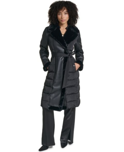 Женская куртка KARL LAGERFELD PARIS Long Belted Puffer, цвет: Чёрный