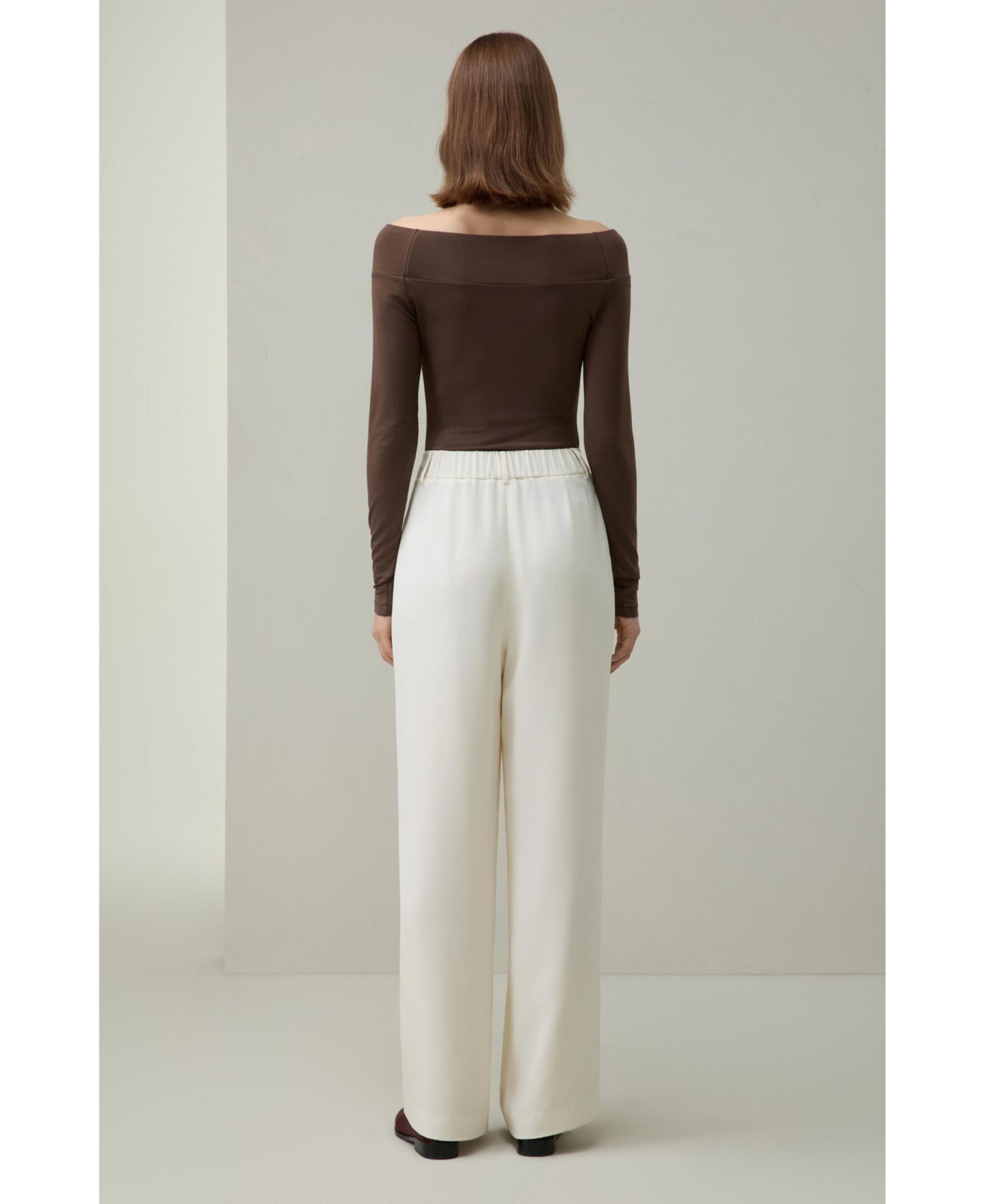 Женские брюки LILYSILK Silk Crepe Mid-Rise Straight-Leg, цвет: Натуральный белый — фото 5