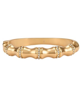 Gold-Tone Crystal Side-Hinge Bangle Bracelet