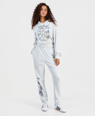 Juniors' NYC Fleece Hooded Graphic-Print Joggers Hoodie and Sweatpants