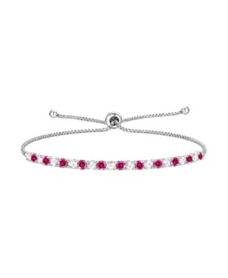 Lab-Grown Opal (7/8 ct. t.w.) & Lab-Grown White Sapphire (1-1/10 ct. t.w.) Bolo Bracelet in Sterling Silver (Also available in Lab-Grown Ruby, Emerald, Sapphire, and Pink Sapphire)