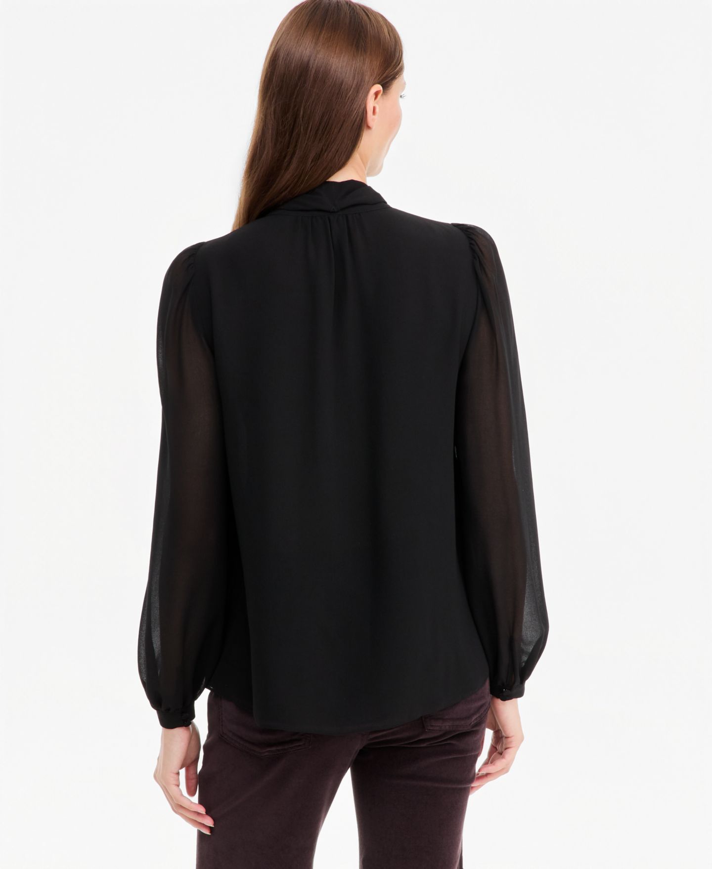 Женская блузка Kobi Halperin Dahlia Chiffon Tie-Neck Long-Sleeve, цвет: Чёрный — фото 4