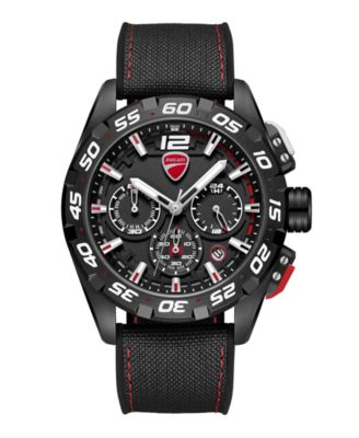 Men's Quartz Chronograph Black Nylon Backed Silicone 42mm