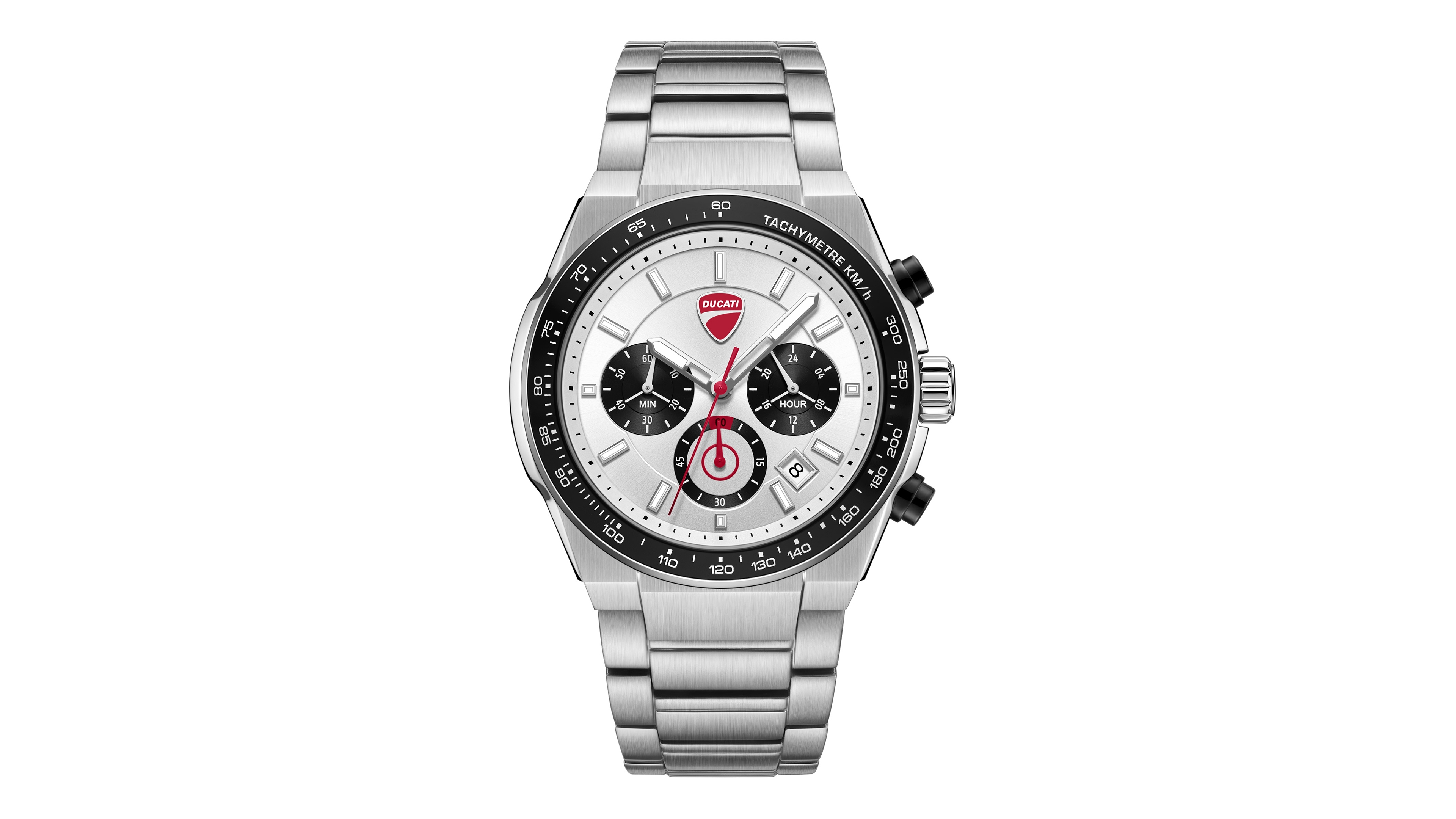 Ducati Corse Men's Nitro Supermotos Quartz Chronograph Silver Stainless Steel Watch 52mm