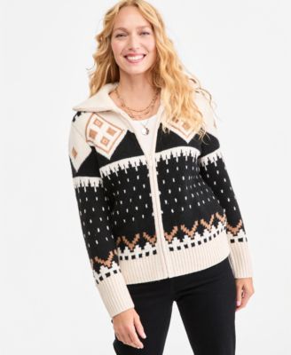 Women's Fair Isle Zip-Up Cardigan Sweater
