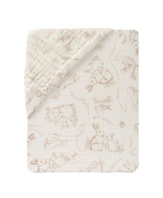 Signature Organic Cotton Muslin Bunny Fitted Crib/Toddler Sheet