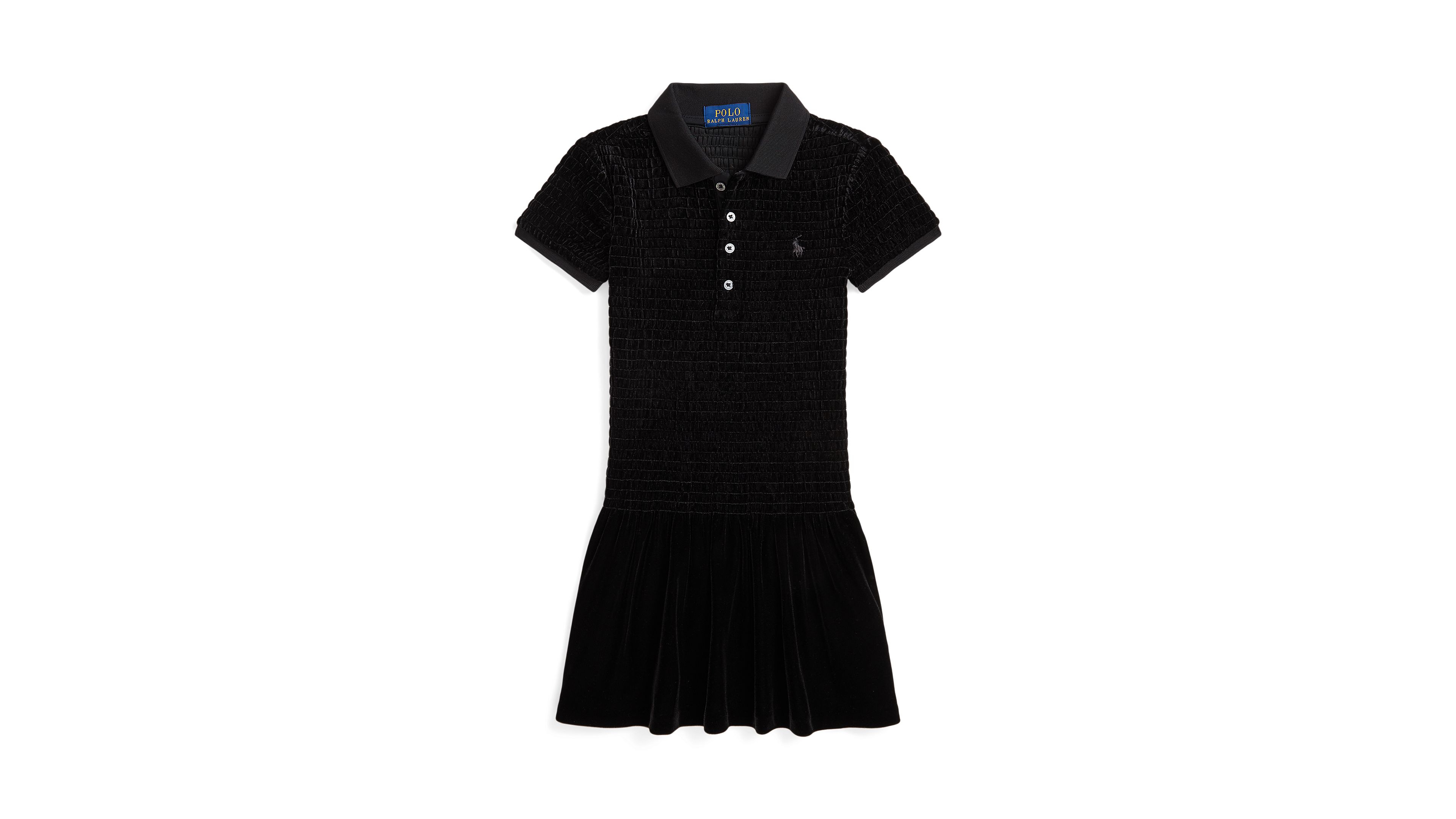 Polo Ralph Lauren Girls' 2T-6X Smocked Velour Short-Sleeve Dress
