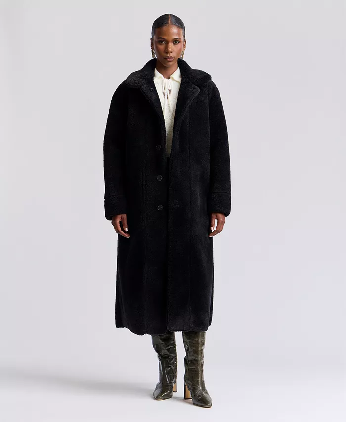 Women's Reversible Faux Shearling Maxi Coat - thumbnail 3
