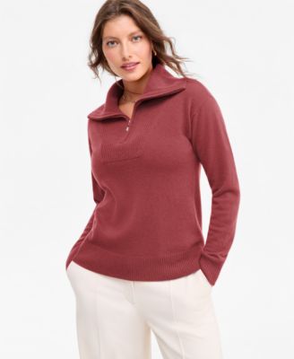 Women's 100% Cashmere Quarter-Zip Sweater