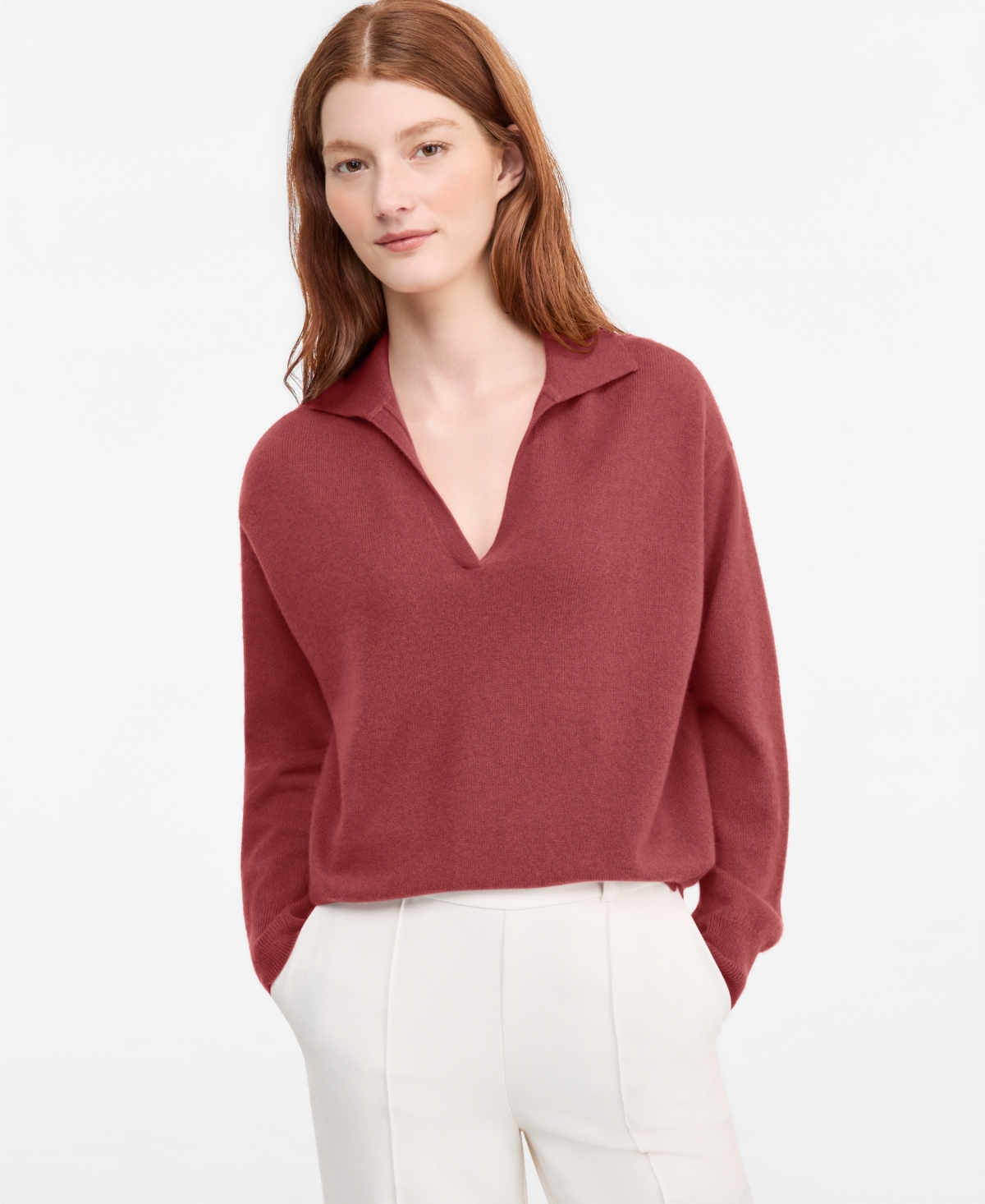 Charter Club Women's Johnny-Collar 100% Cashmere Long-Sleeve Sweater, Macy's Exclusive