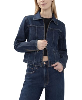 Women's Cropped Moto Denim Jacket
