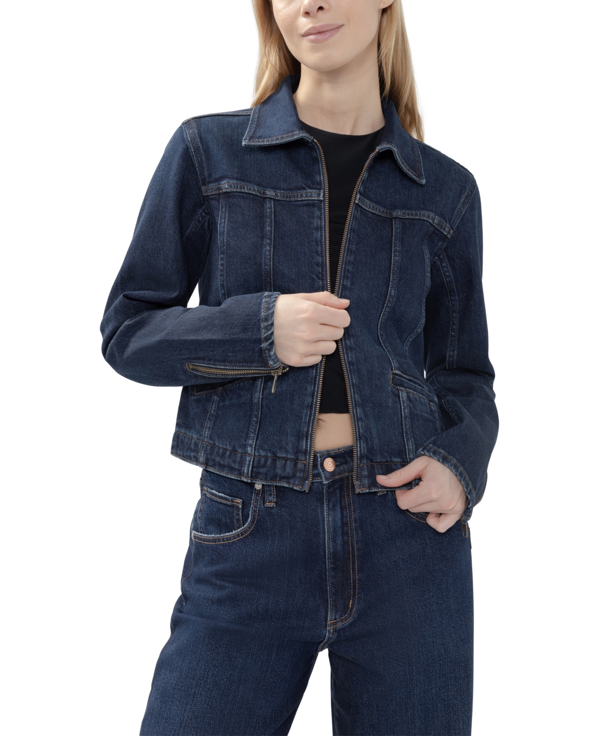 Silver Jeans Co. Women's Cropped Moto Denim Jacket
