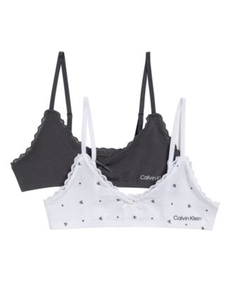 Girls' 6-16 Cotton with Lace Triangle Bra, 2-Pack 