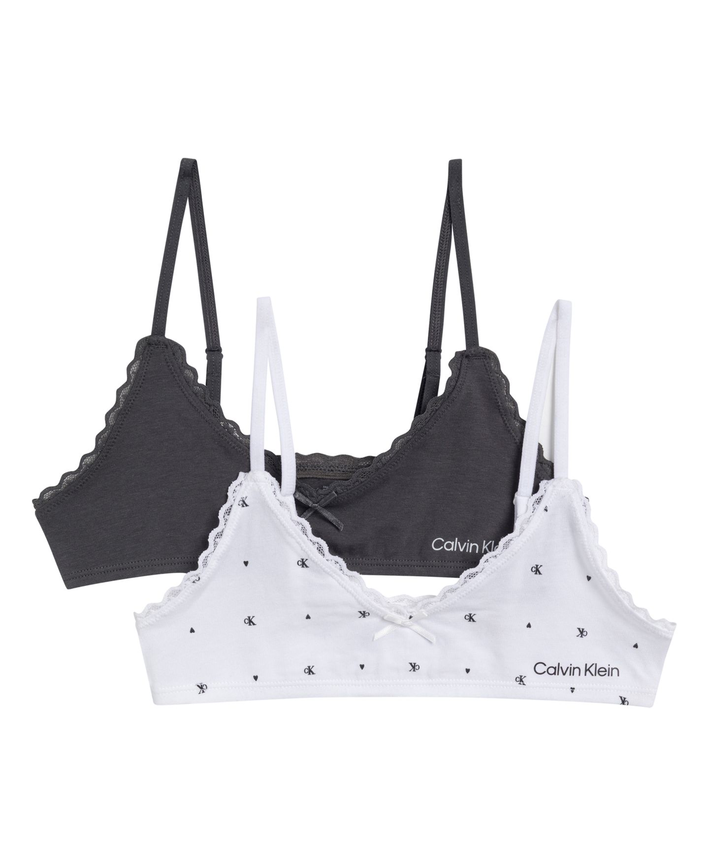 Бра, треугольные чашки, хлопок, кружево, 2 шт. — Calvin Klein, цвет: Чёрный / Белый — фото 1