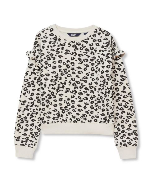 Толстовка Lands' End Long Sleeve Ruffle для девочек, цвет: Cheetah/Putty
