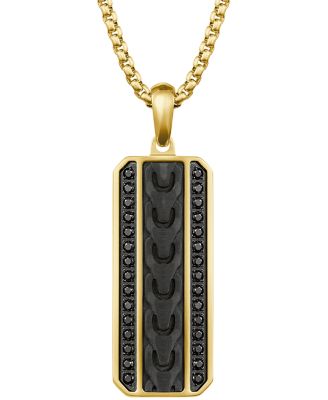 Men's Gold-Tone Stainless Steel Black Spinel Link Necklace