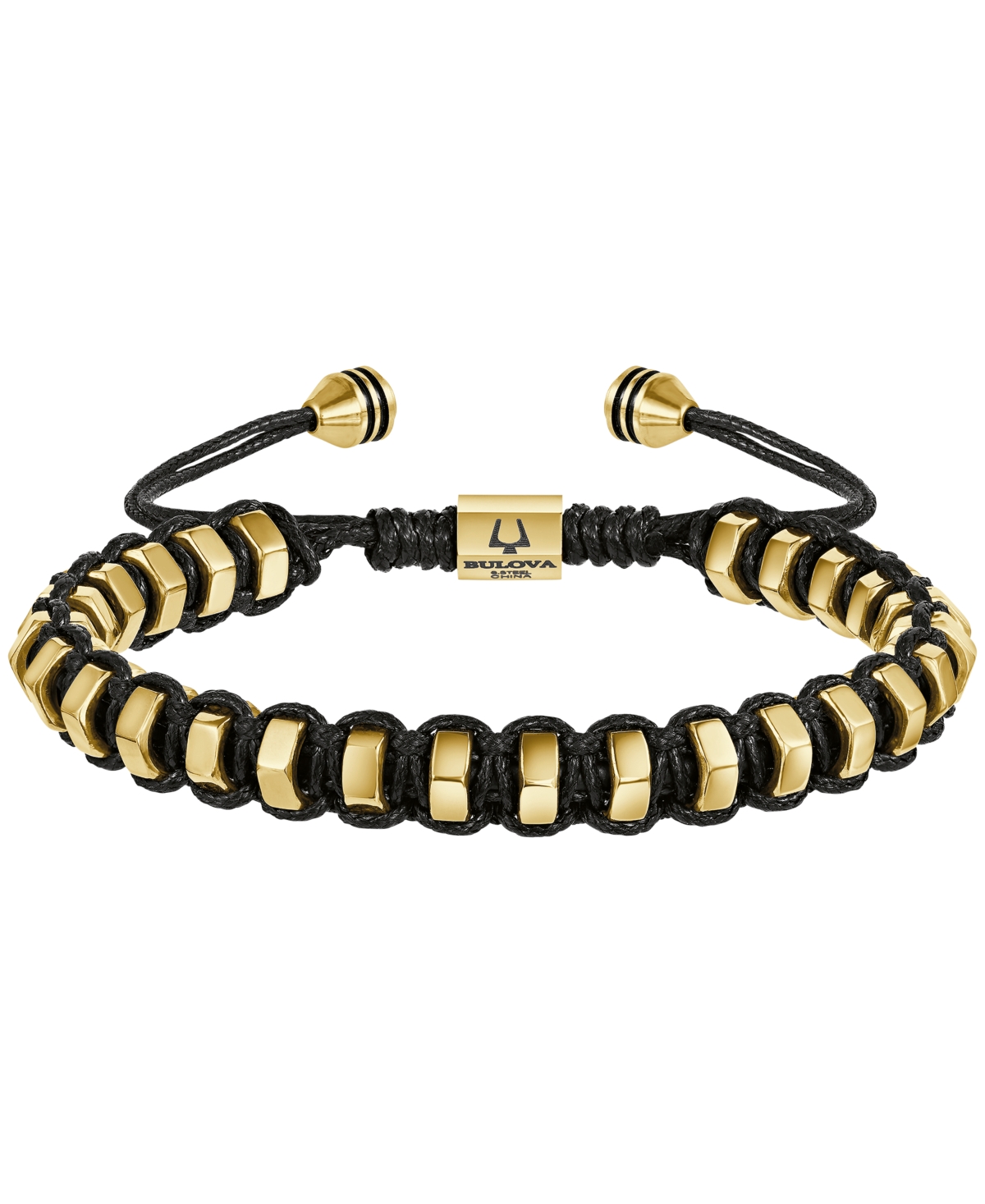 Bulova Men's Gold-Tone Stainless Steel Hexagon Link Adjustable Bracelet