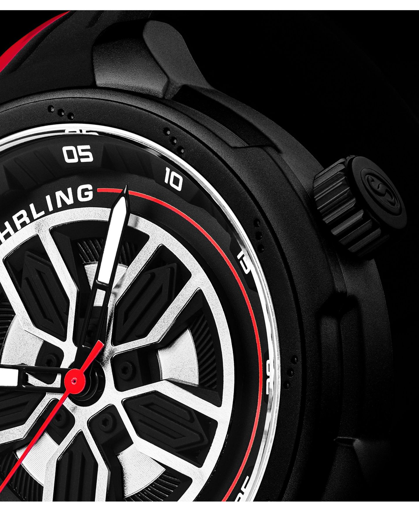 Мужские часы Stuhrling 984 Quartz 44mm Aviator Multi Layered Dial Silicone Strap Watch, цвет: Серый — фото 4