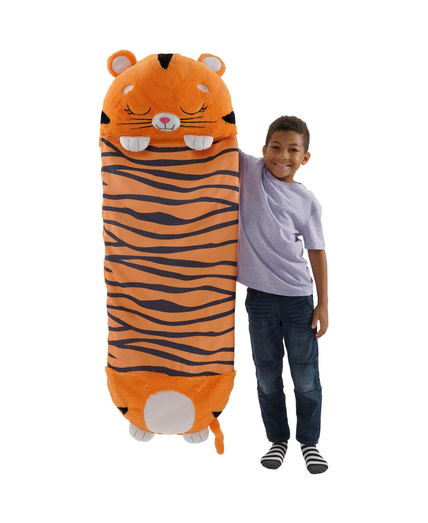 Детские мягкие игрушки Happy Nappers Tiger Tobi Large Weighted Pillow and Sleepy Sack — фото 10
