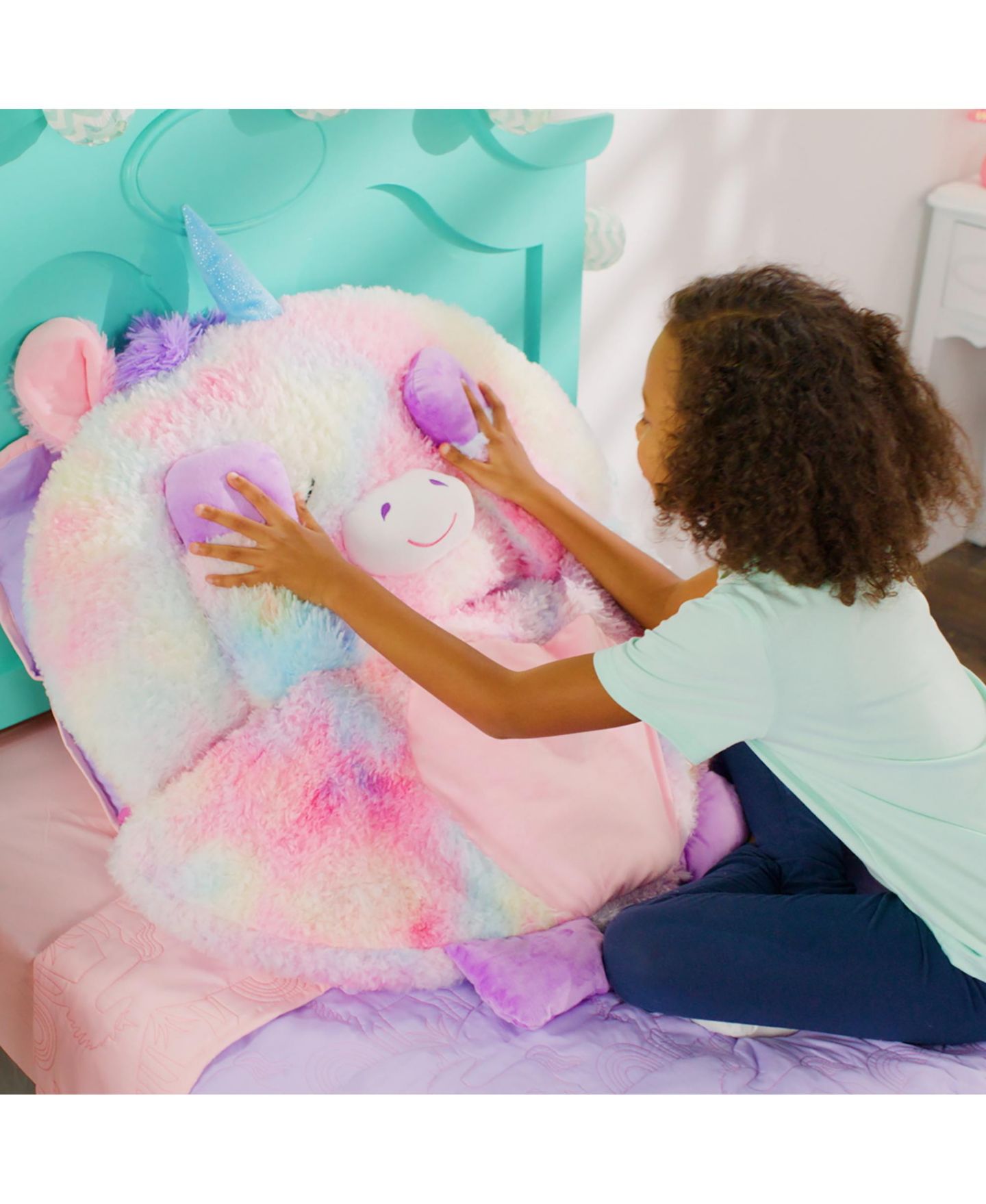 Детские мягкие игрушки Happy Nappers Rainbow Unicorn Large 2-In-1 Pillow and Sleepy Sack — фото 7