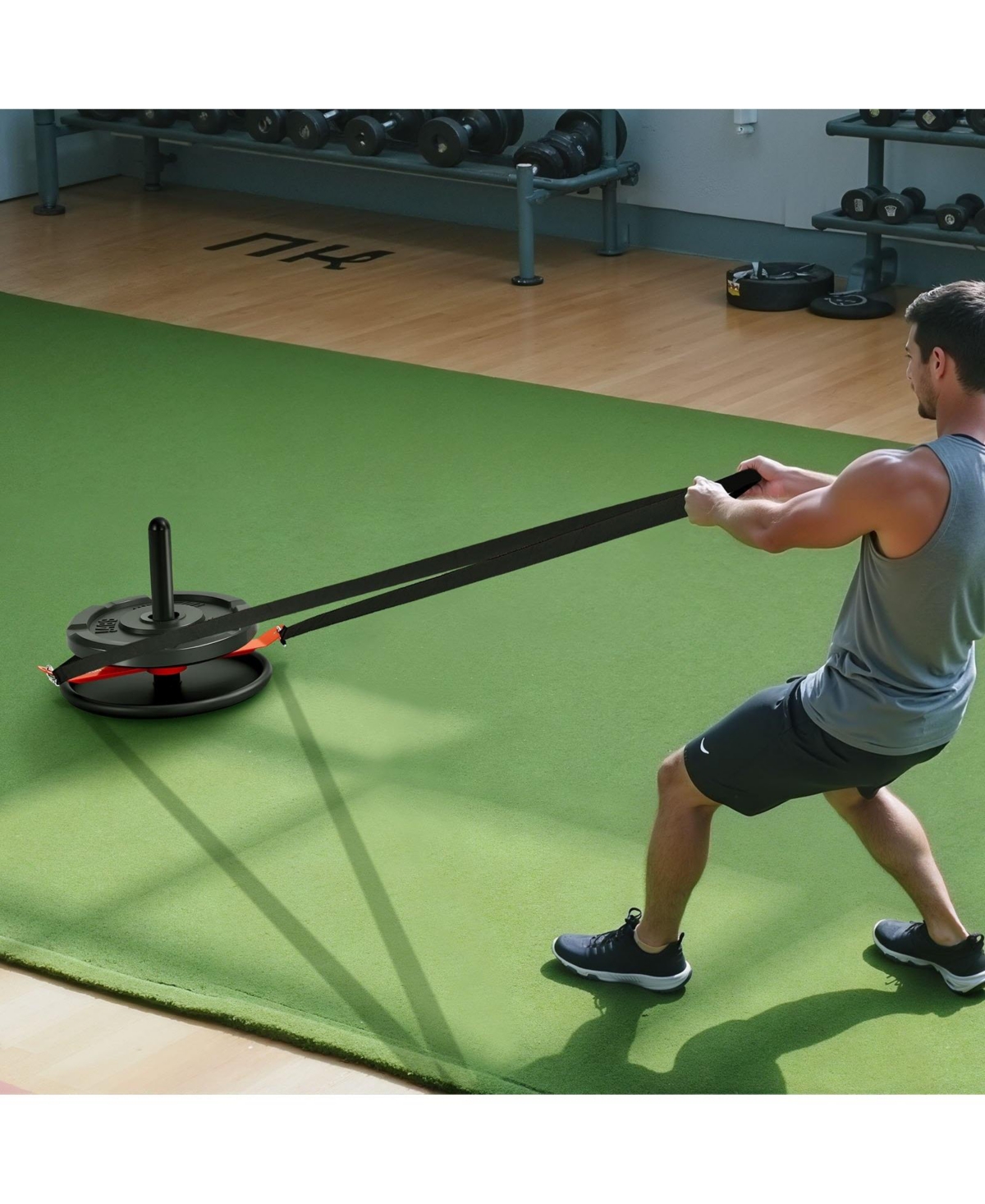 Sugift Compact Steel Push Pull Weight Sled with Harness for 2 Inch Weight Plates