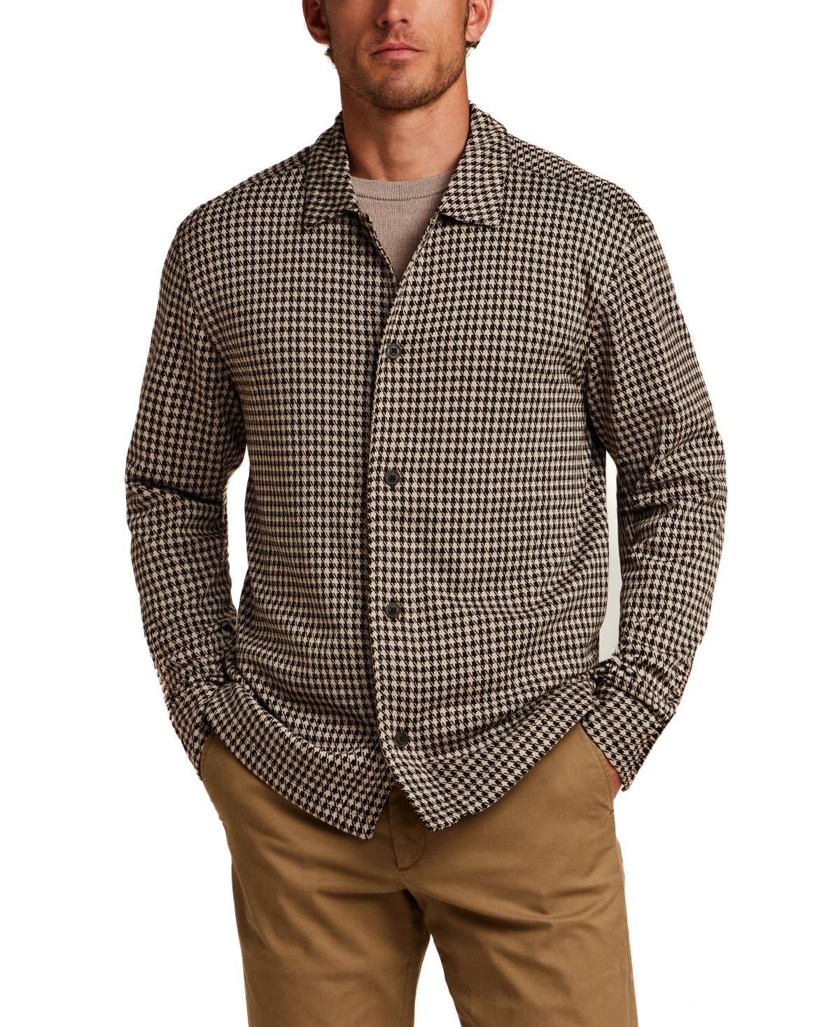 Vintage & Black Men's Houndstooth Knit Long-Sleeve Shirt