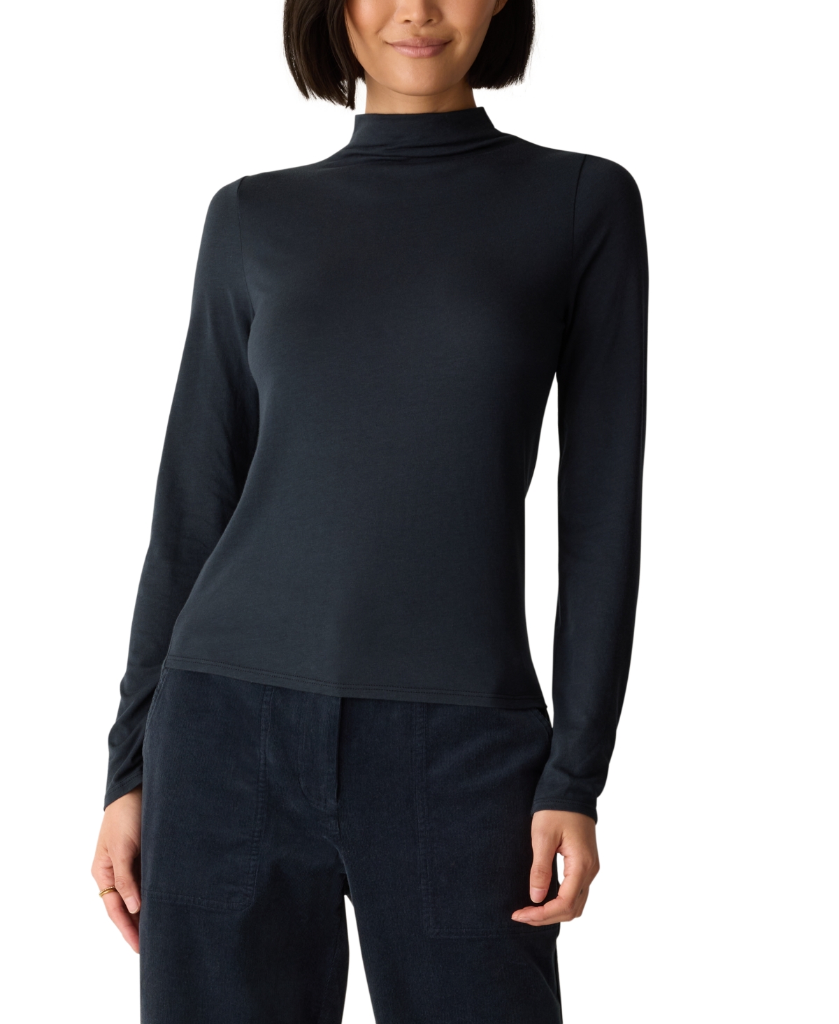 Eileen Fisher Women's Funnel-Neck Long-Sleeve T-Shirt - Martime