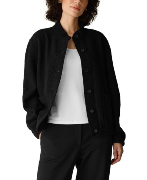 Женская куртка Eileen Fisher Stand Collar Boiled Wool Short, цвет: Чёрный