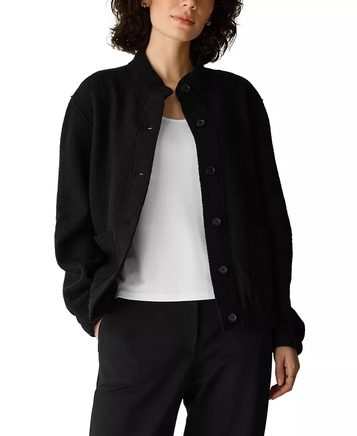 Women's Stand Collar Boiled Wool Short Jacket
