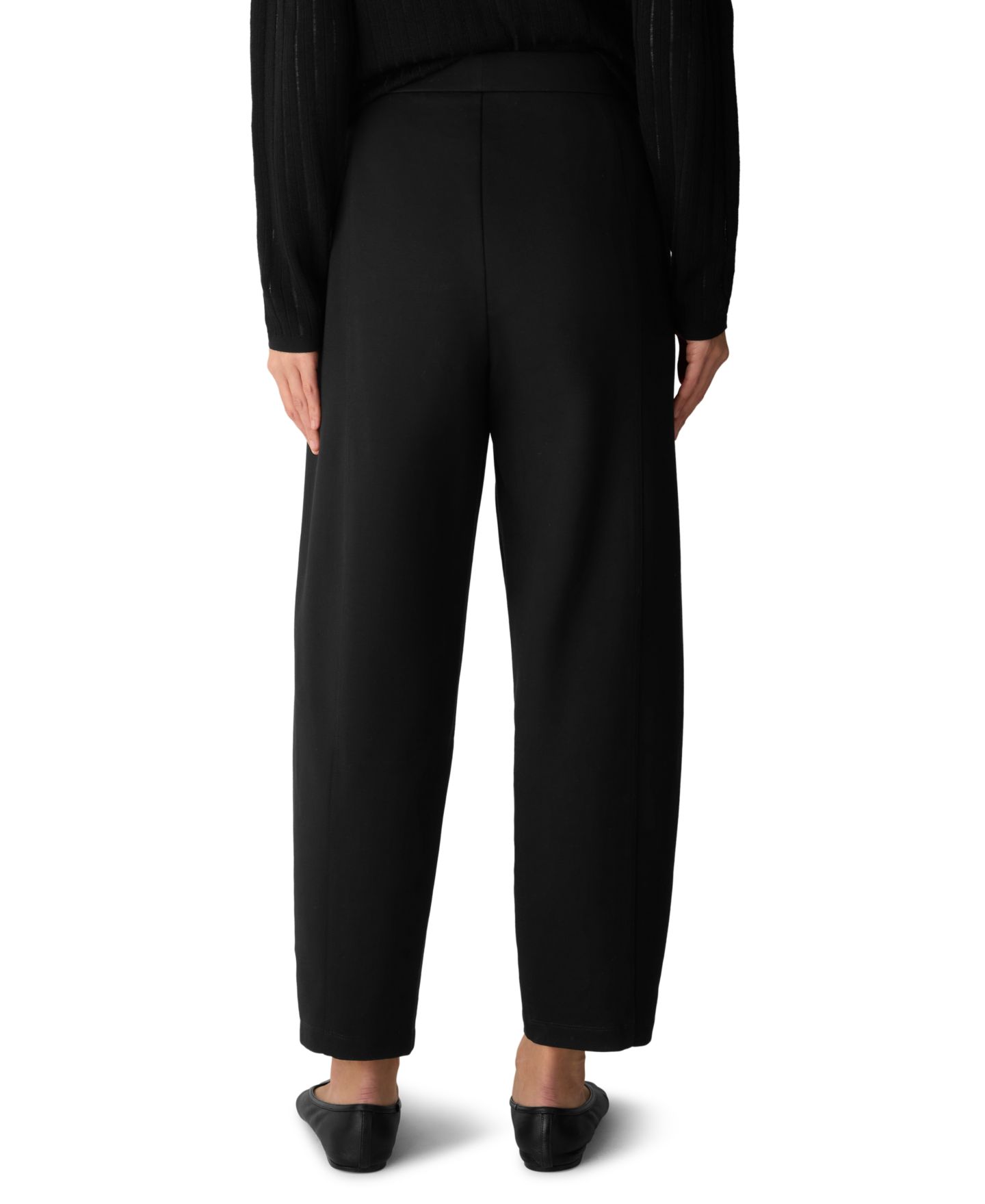 Женские брюки Eileen Fisher Pull-On High-Rise Doubleknit Lantern, цвет: Чёрный — фото 4