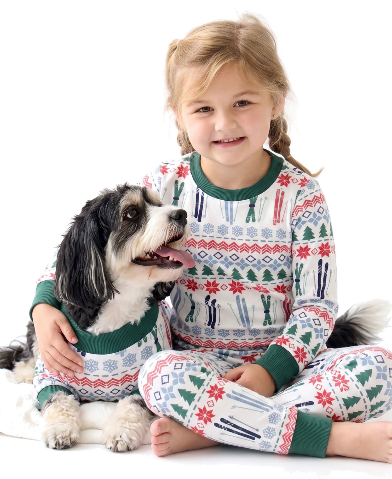Girls' Long-Sleeve Cotton Henley Pajama, 2-Piece Set