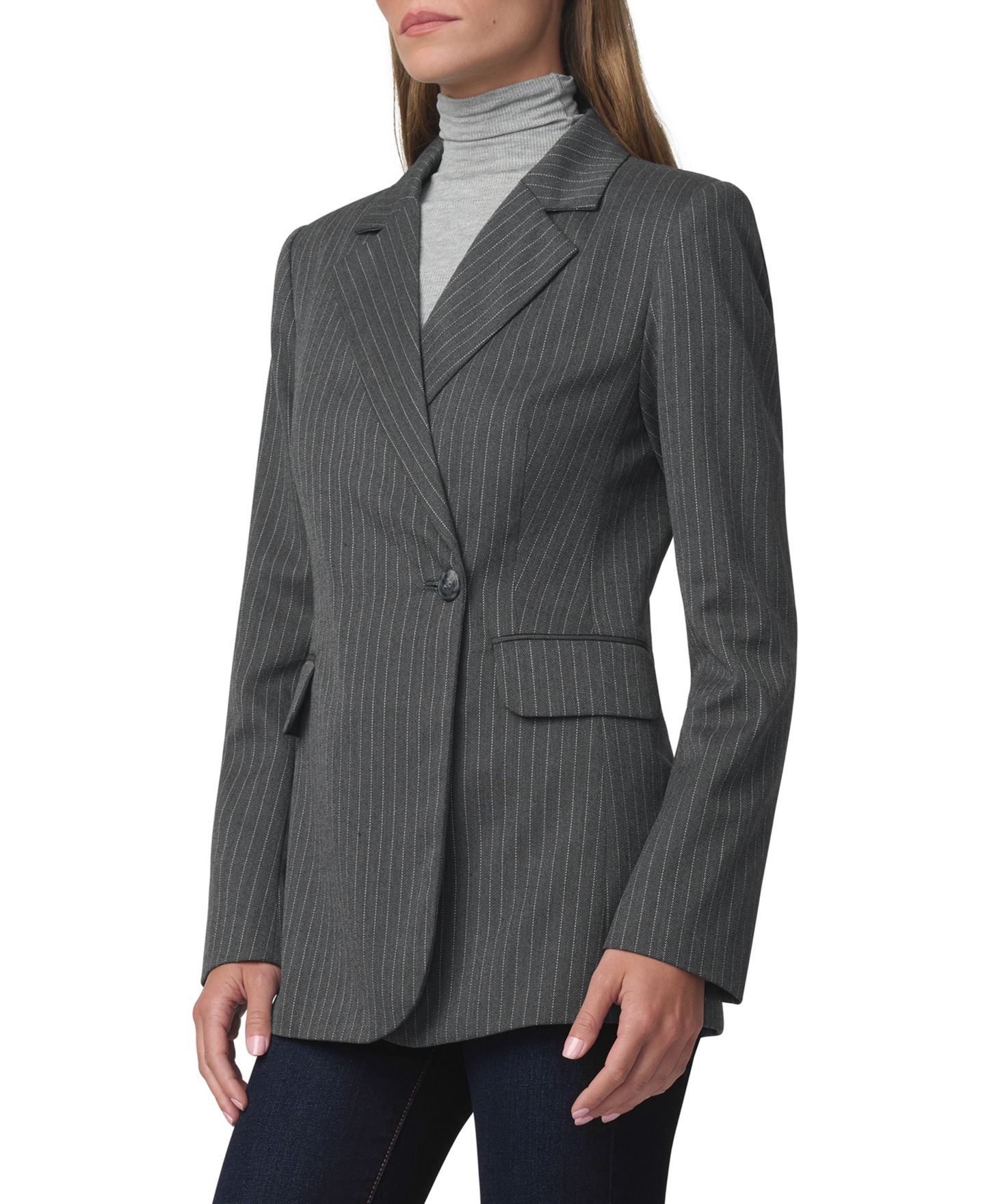 Женский пиджак Joe's Jeans Mecah Pinstripe Polyester/Wool-Blend Unlined Blazer, цвет: Угольный — фото 3