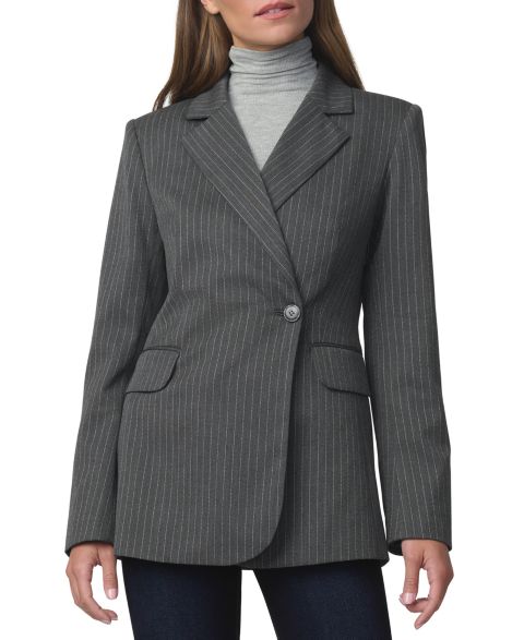 Женский пиджак Joe's Jeans Mecah Pinstripe Polyester/Wool-Blend Unlined Blazer, цвет: Угольный