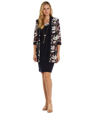 Women's Printed 3/4-Sleeve Dress and Jacket, 2-Piece Set