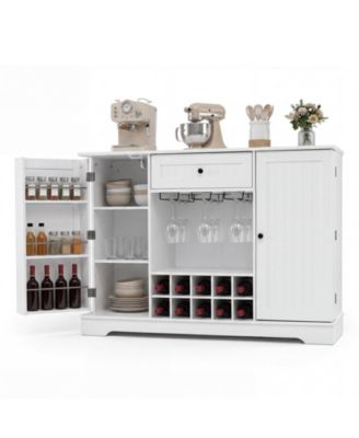 Sideboard Cabinet with  Door Shelves 10-Bottle Wine Rack Glass Holder Drawer