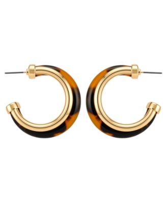 Gold-Tone Tortoise Hoop Earrings