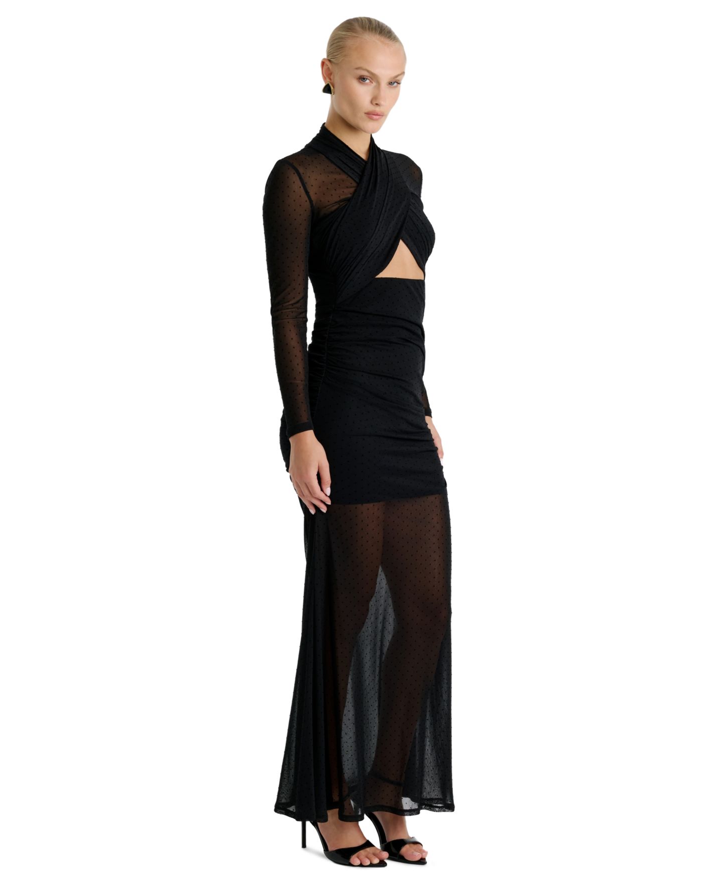 Женское платье Bardot Veria Long-Sleeve Mesh Maxi, цвет: Чёрный — фото 2