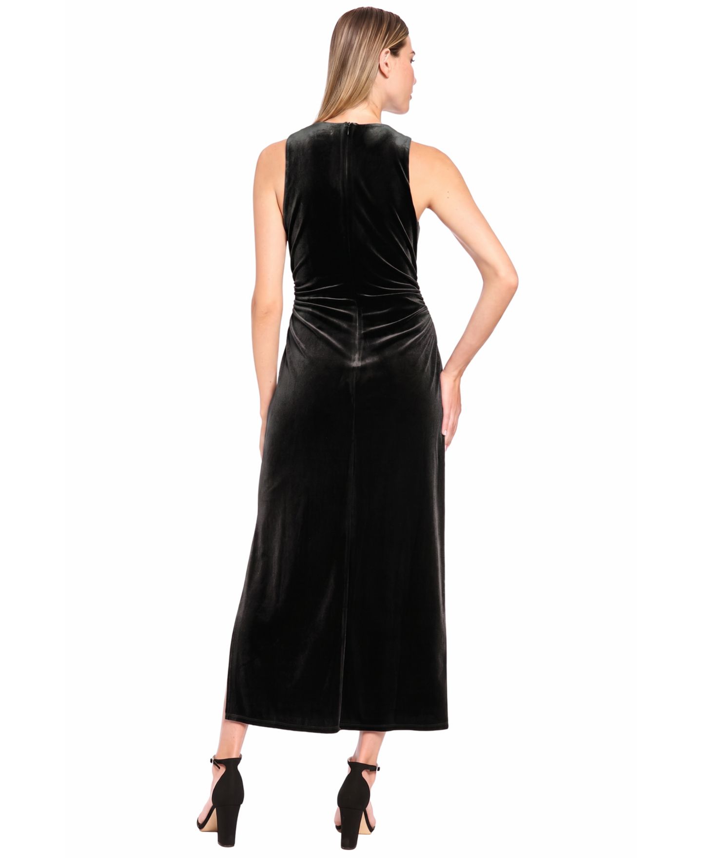 Женское платье Donna Morgan Velvet Knot Shoulder Midi, цвет: Чёрный — фото 4