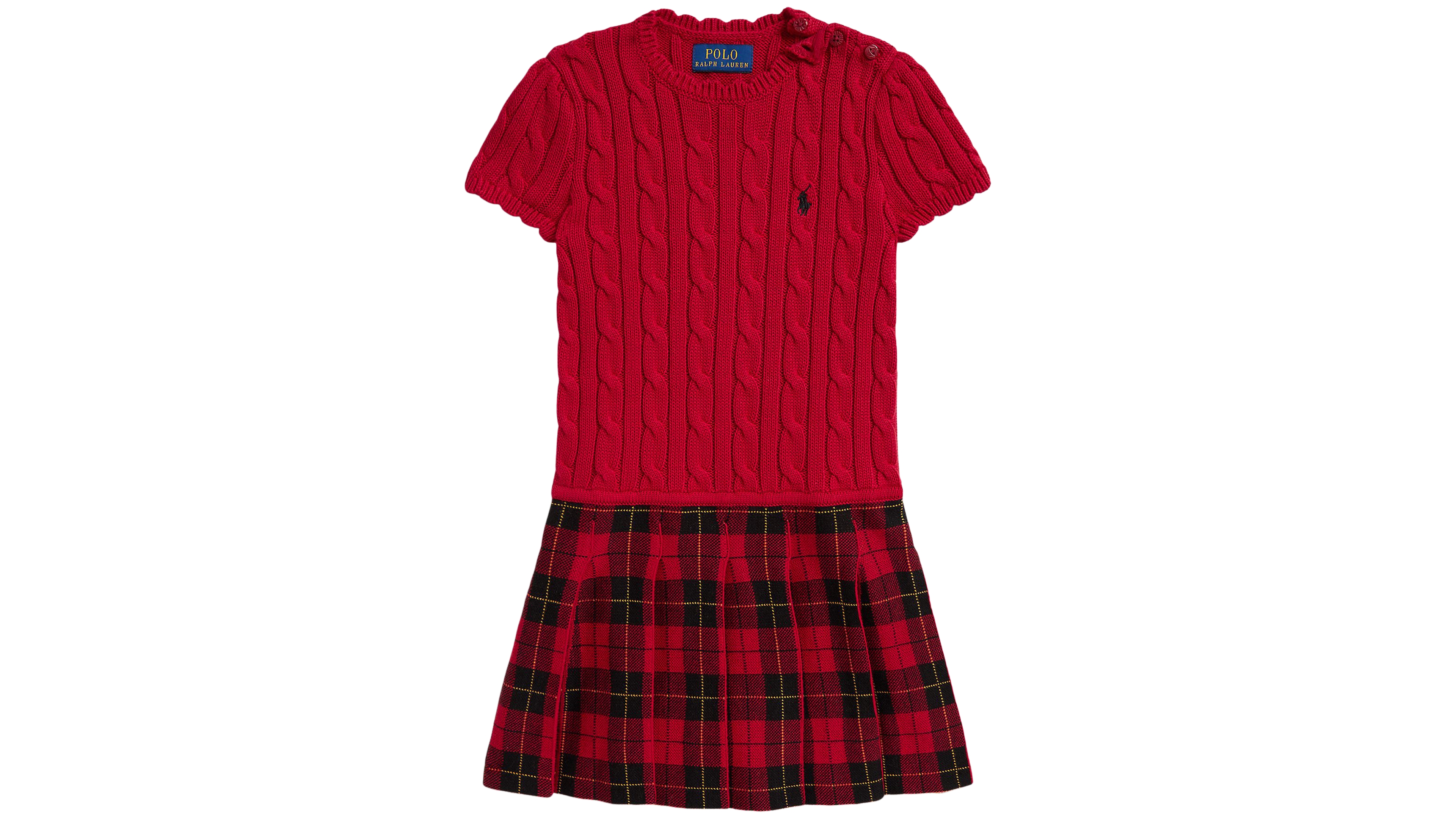 Polo Ralph Lauren Girls' 2T-6X Plaid-Skirt Cotton Sweater Dress