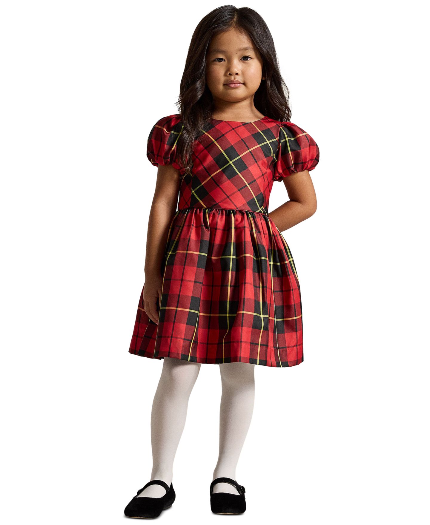 Платье Polo Ralph Lauren Plaid Short-Sleeve Taffeta Dress для девочек, цвет: Красный / Чёрный разноцветный — фото 2