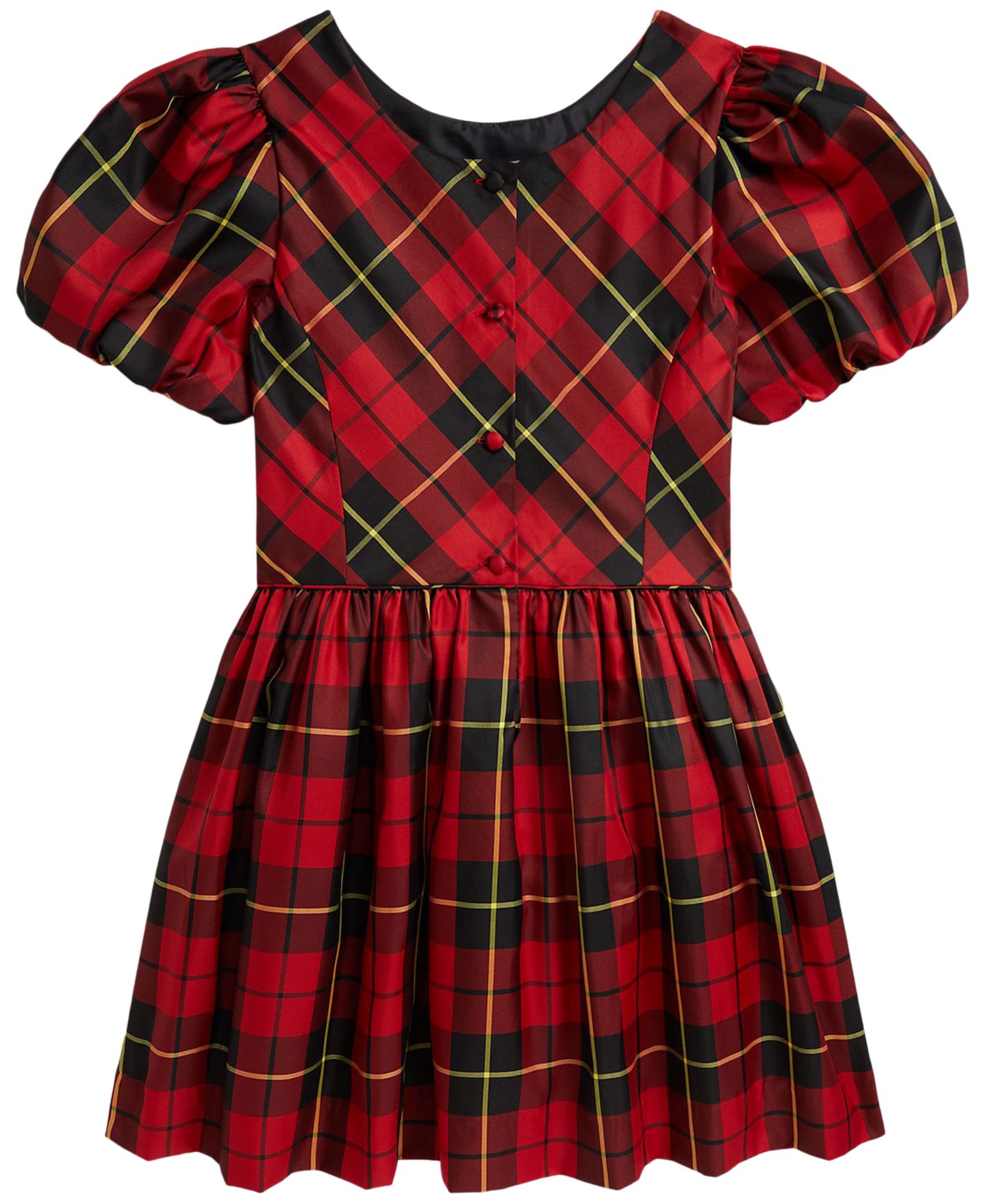 Платье Polo Ralph Lauren Plaid Short-Sleeve Taffeta для девочек, цвет: Красный / Чёрный разноцветный клетчатый — фото 6