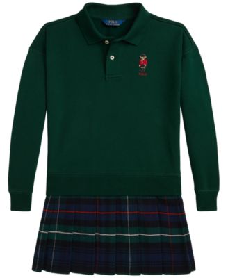 Girls' 7-16 Polo Bear Pleated-Skirt Fleece Dress