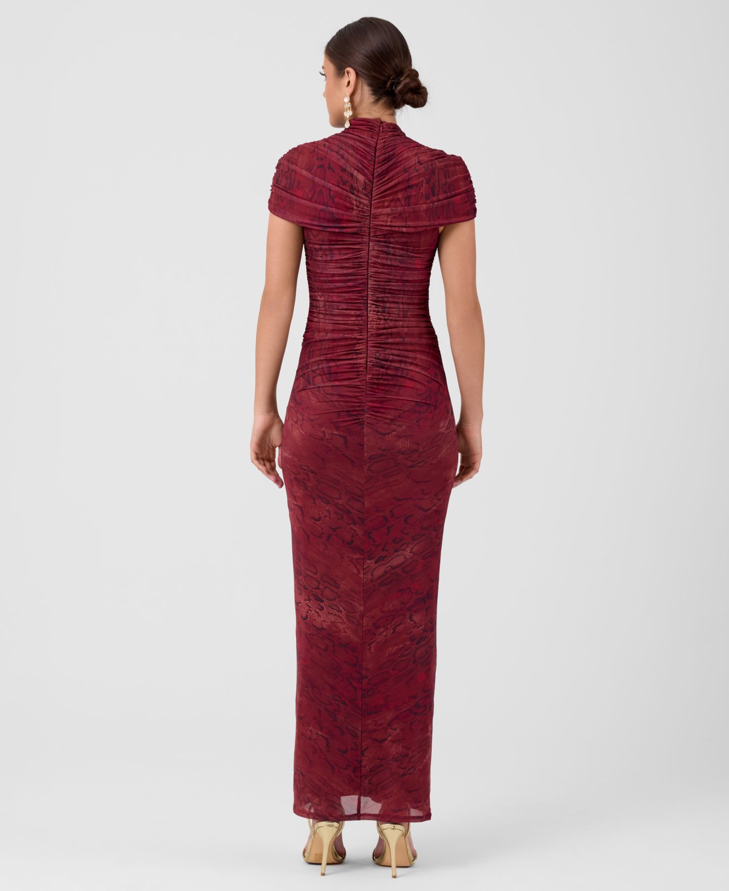 Женское платье RACHEL Rachel Roy Delphine Mesh Body-Con Midi, цвет: Тёмный красный — фото 4