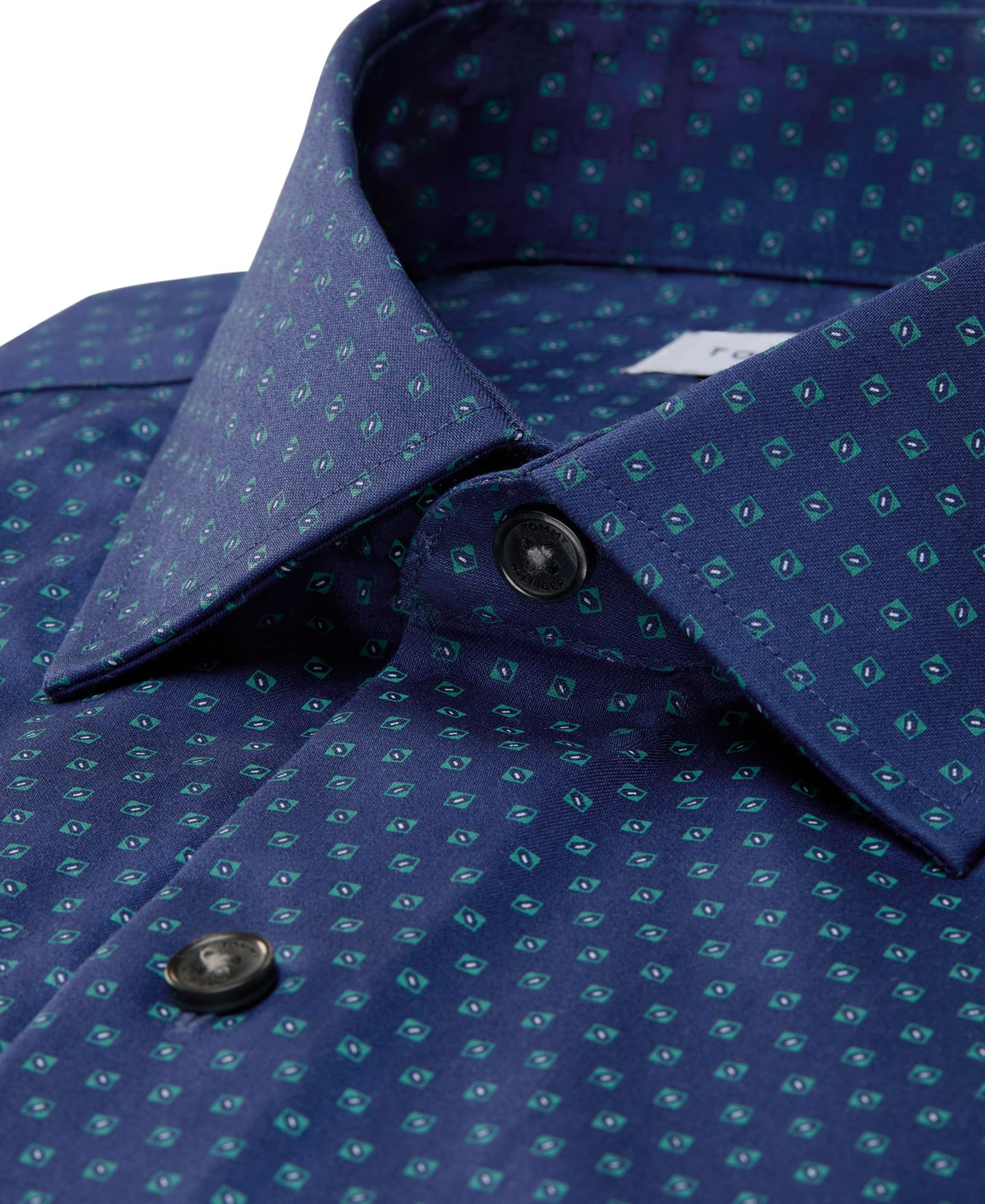 Мужская рубашка Tommy Hilfiger TH Flex Stretch Long-Sleeve Spread Collar Dress Shirt, цвет: Синий — фото 3