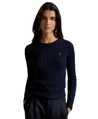 Women's Cable-Knit Cotton Crewneck Sweater