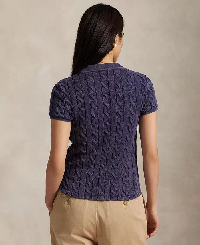 Women's Cable-Knit Polo Shirt - thumbnail 3