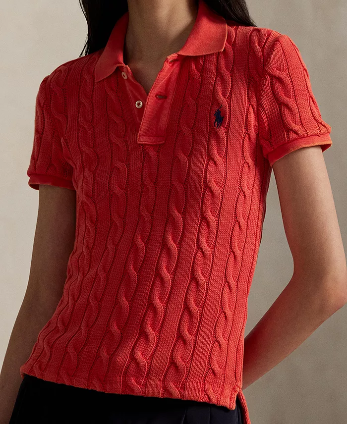 Women's Cable-Knit Polo Shirt - thumbnail 9