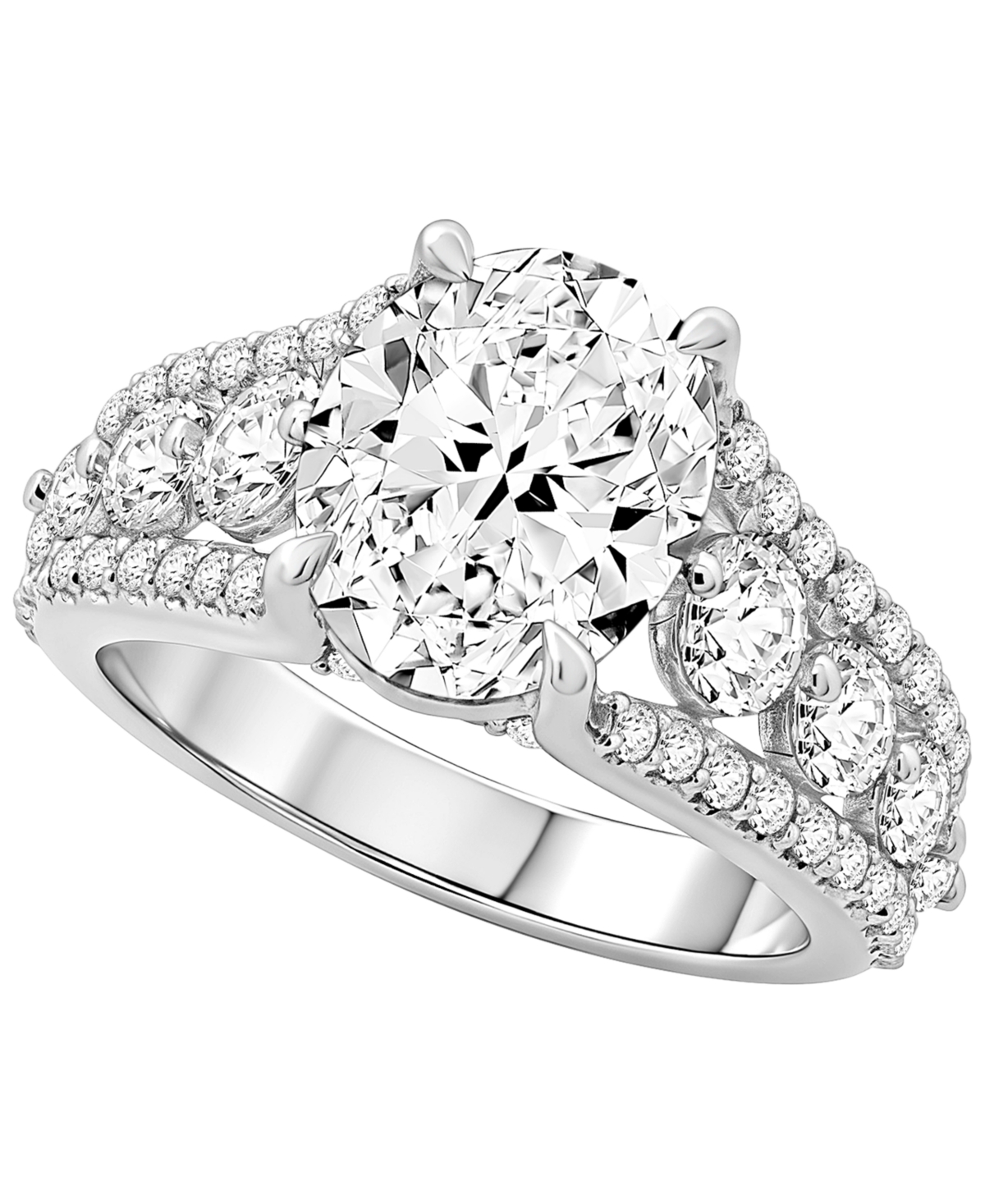 Macy's Lab-Grown Diamond Oval Ring (4 ct. t.w.) in 14k White Gold - 14k White Gold