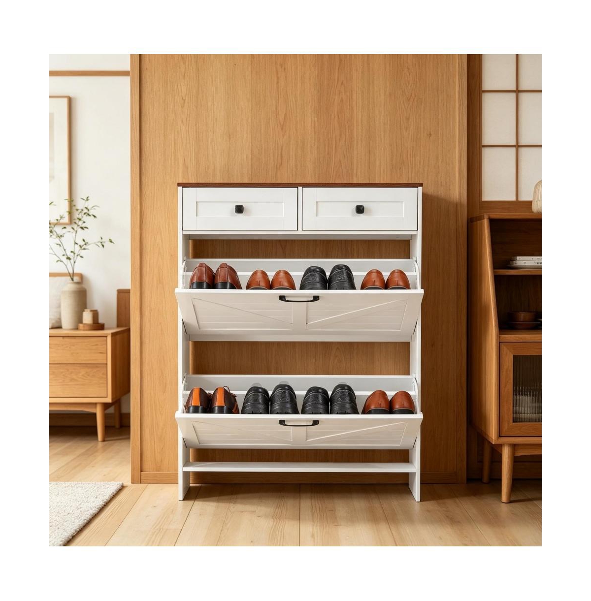 Slickblue Entryway Shoe Storage Cabinet with Hidden Shoe Organizer